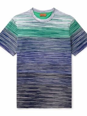 Missoni Green & Blue Horizontal Gradient Stripe Short-Sleeve T-Shirt
